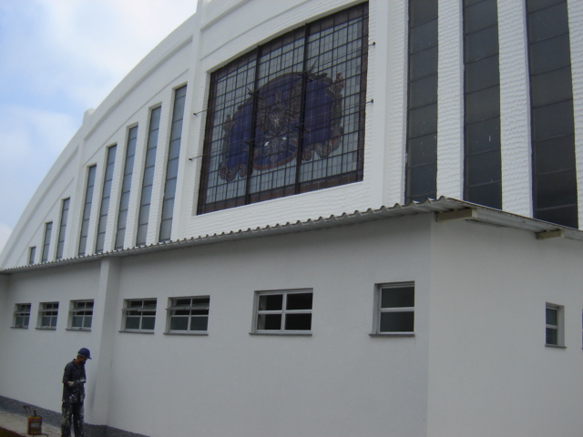 Recuperação, emassamento, lixamento e pintura externa e interna - Ginasio da Aeronautica UNIFFA.JPG